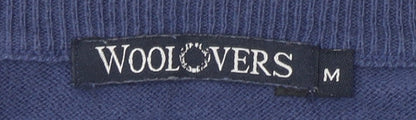 Woolovers Men's Blue V-Neck Cashmere Blend Jumper M