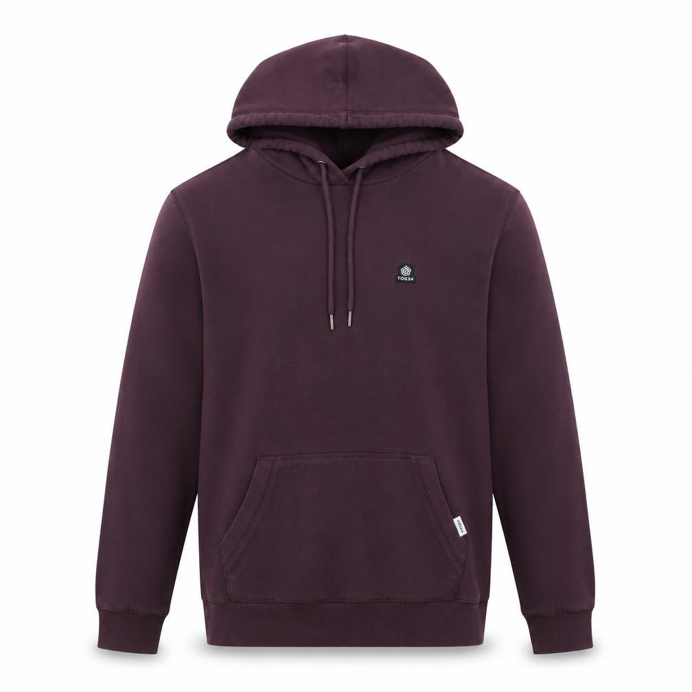 Front view of TOG24 unisex purple pullover hoodie s, autumn-winter style