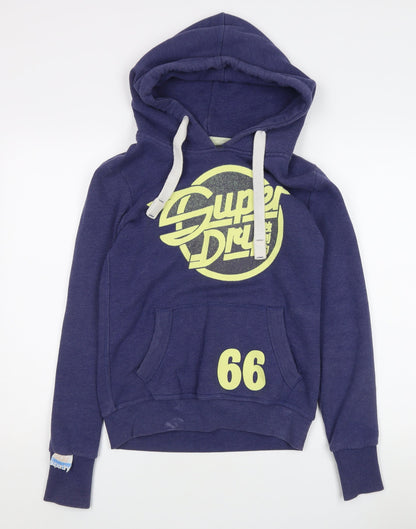 Superdry Women's Blue Hoodie, Size S, Logo Accent