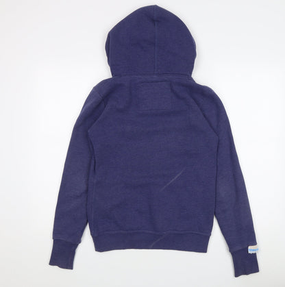 Superdry Women's Blue Hoodie, Size S, Logo Accent