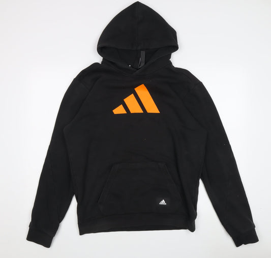Adidas Men's Black Medium Pullover Hoodie Logo Design
