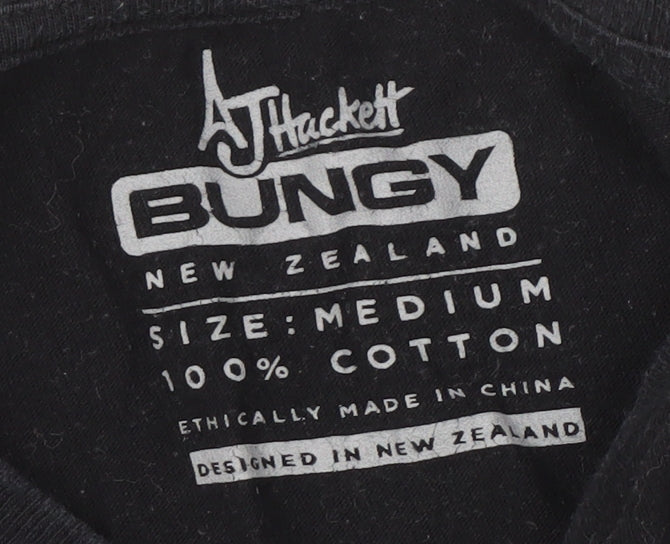 AJ Hackett Bungy Men's Black Graphic T-Shirt M Adventure