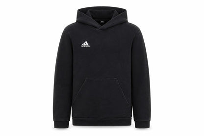 Front view of Adidas boys’ black pullover hoodie, size 12, years