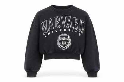 Front view of Marks & Spencer girls’ black pullover sweatshirt 9-10 university