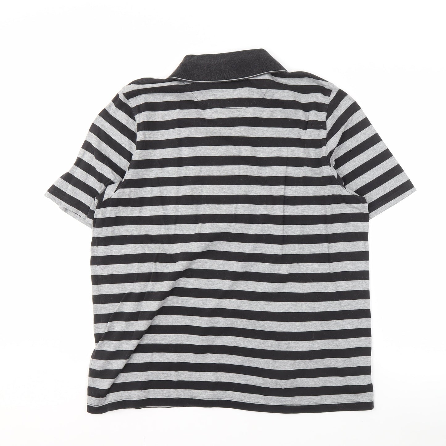 Jaeger Men's Black Striped Polo, Size L