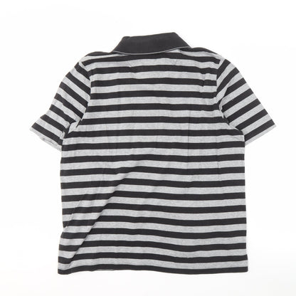Jaeger Men's Black Striped Polo, Size L