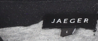 Jaeger Men's Black Striped Polo, Size L