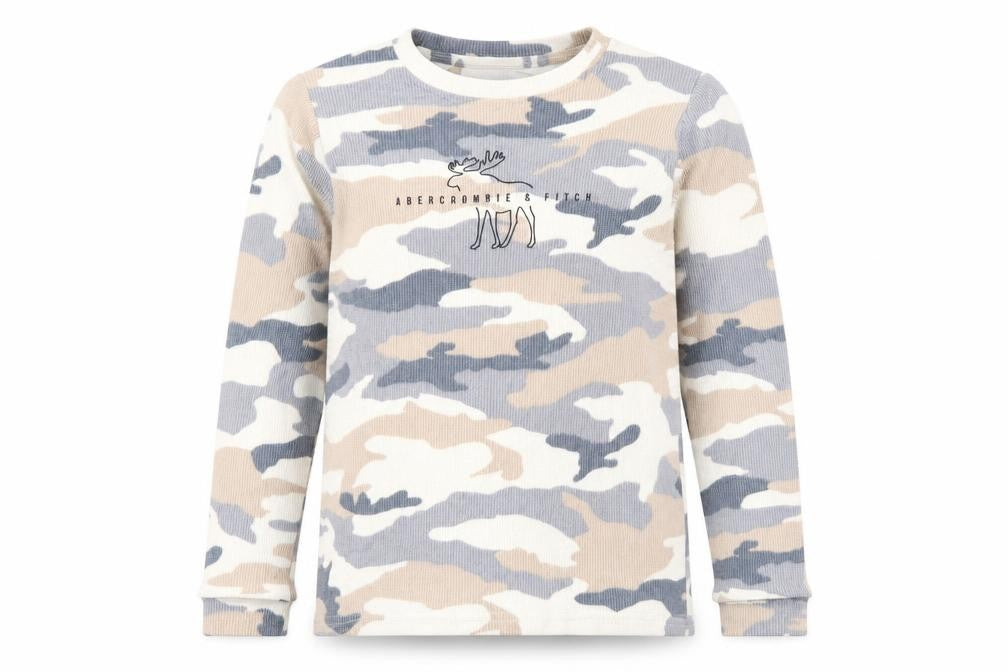 Front view of Abercrombie & Fitch Kids boys’ camouflage pullover sweatshirt, 14 years