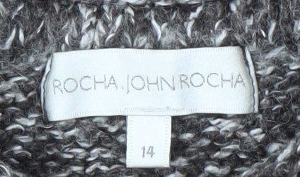 John Rocha Women's Grey Chunky-Knit Jumper Size 14