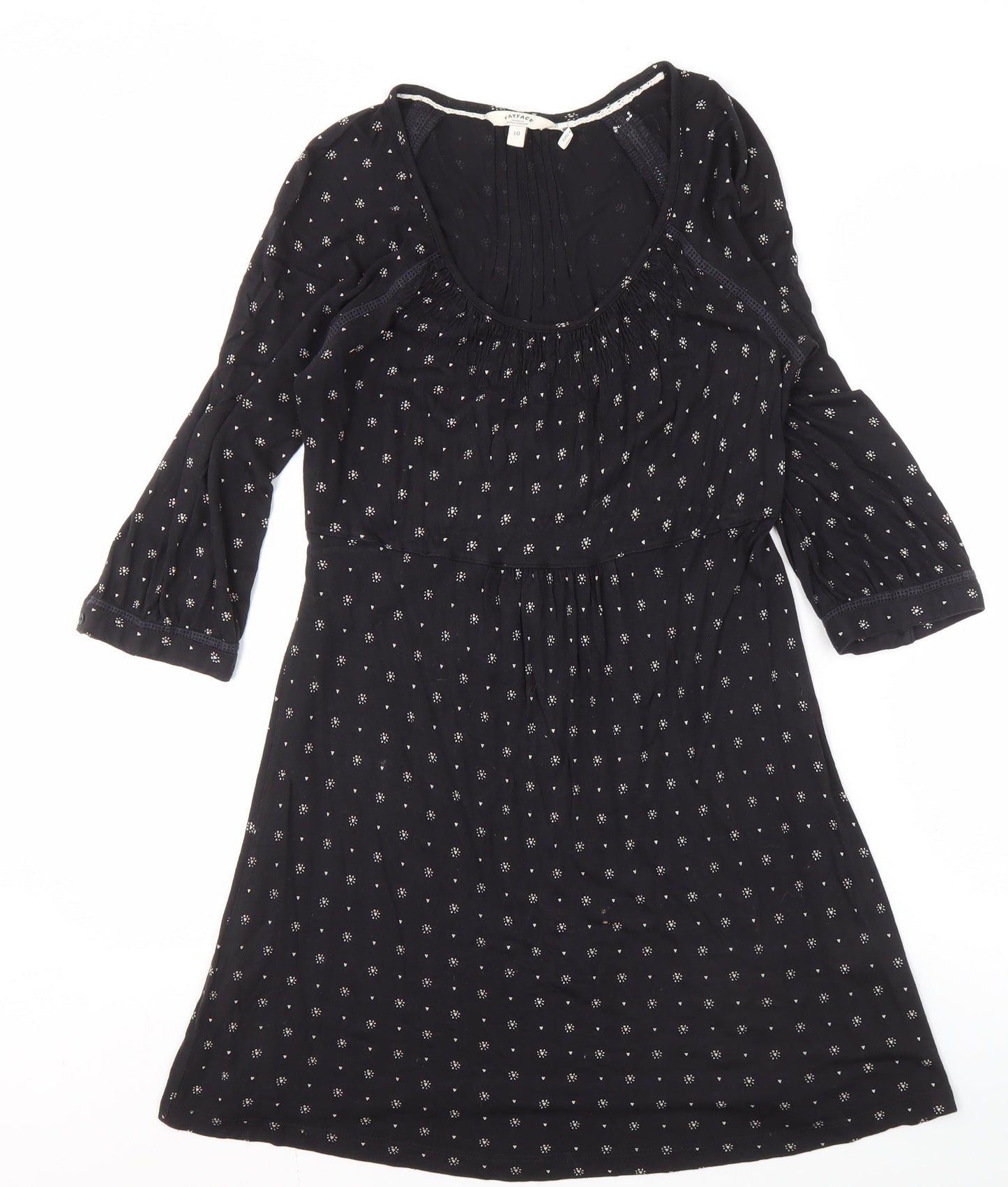 Fatface Women's Black Floral A-Line Dress Size 10