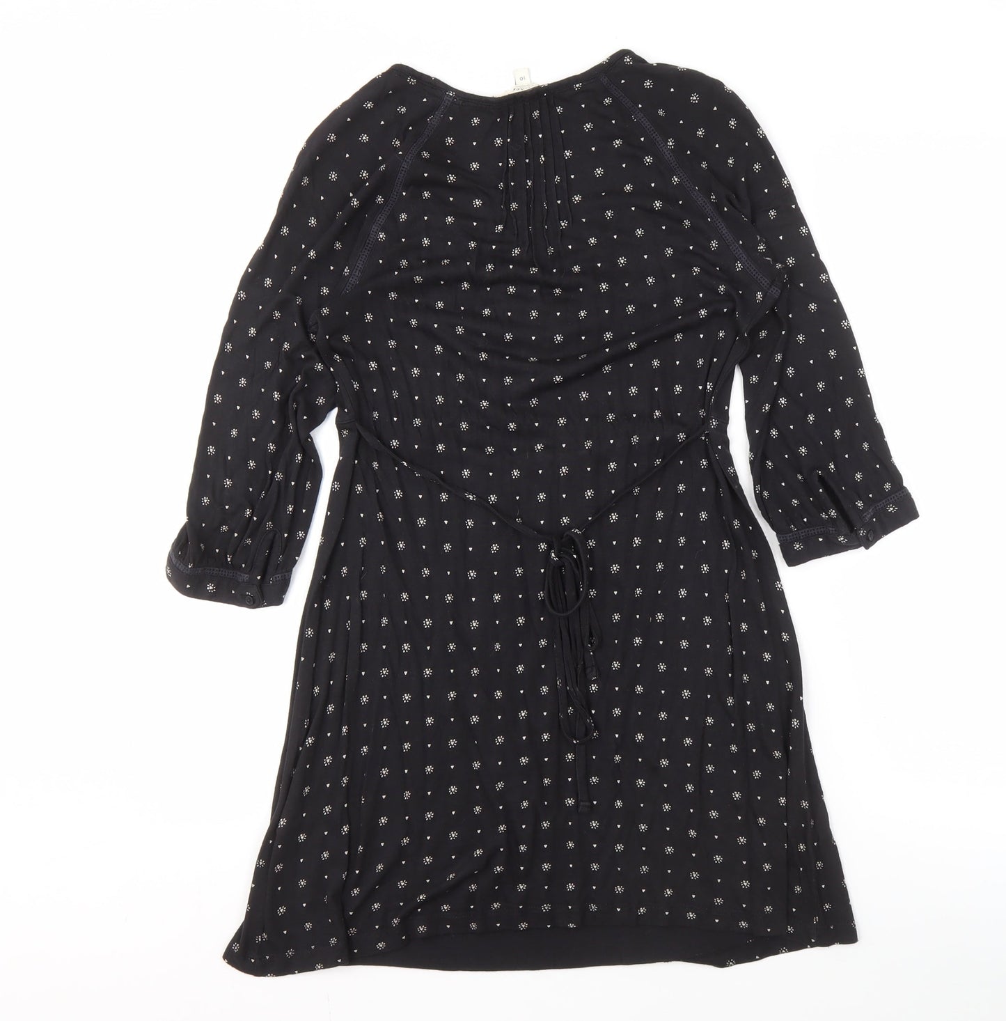 Fatface Women's Black Floral A-Line Dress Size 10