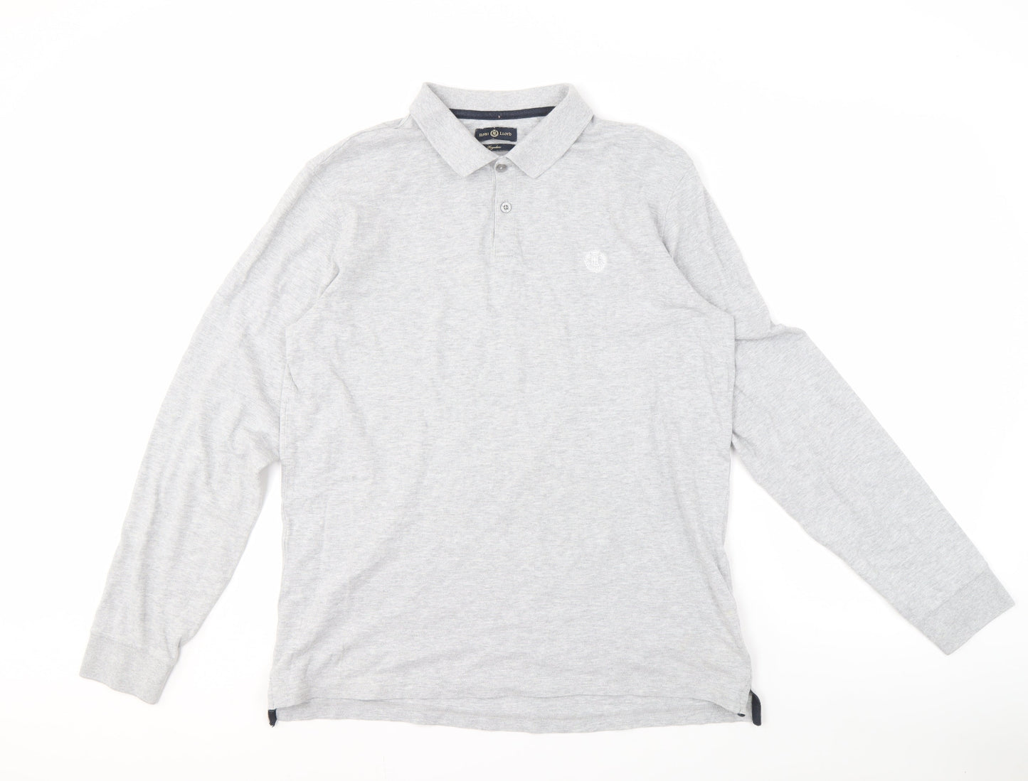 Henri Lloyd Men's Grey Long Sleeve Polo, Size L