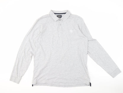 Henri Lloyd Men's Grey Long Sleeve Polo, Size L