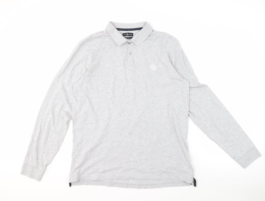 Henri Lloyd Men's Grey Long Sleeve Polo, Size L