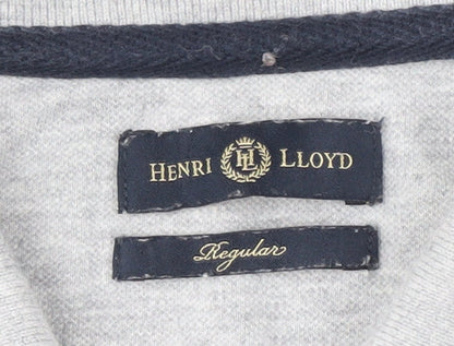 Henri Lloyd Men's Grey Long Sleeve Polo, Size L
