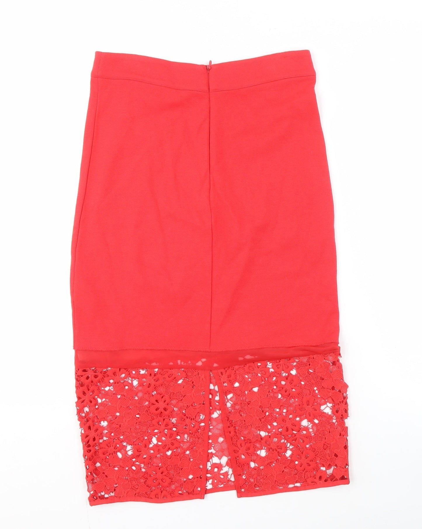 French Connection Women's Red Lace Pencil Skirt Size 8