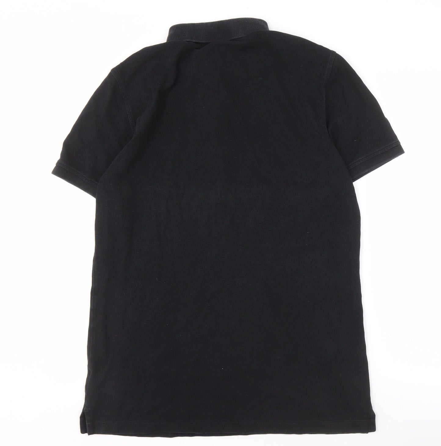 Burberry Men's Black Polo, Size L, Cotton Logo Accent