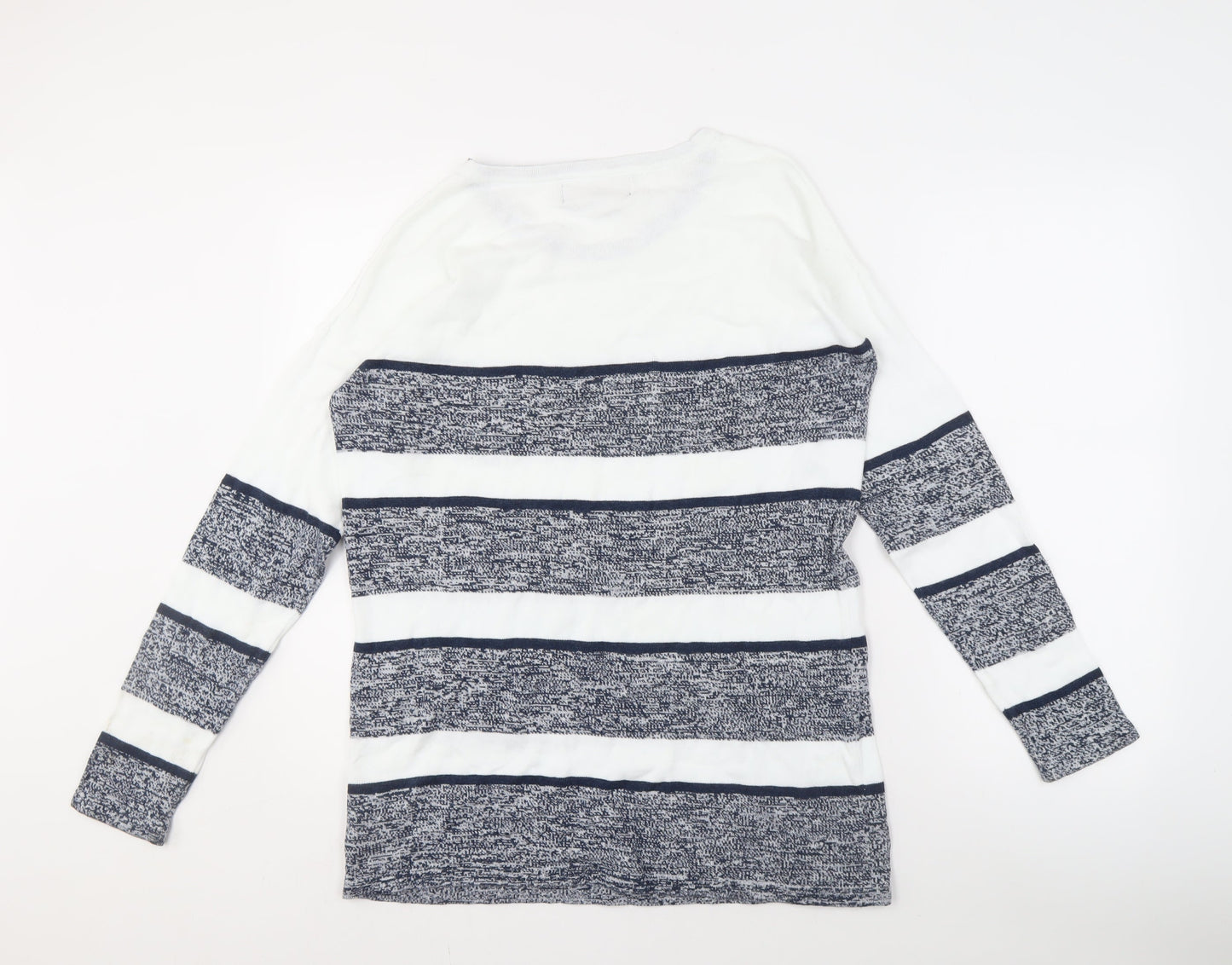 Paul Costelloe Men's L White Striped Pullover Jumper