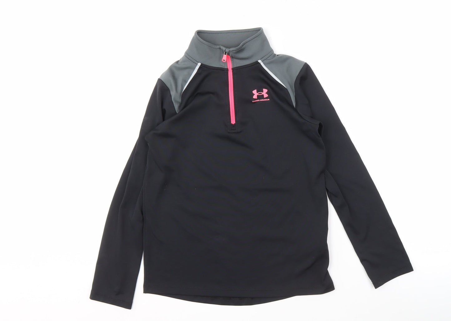 Under Armour Girls' Black Athletic Pullover, M with 1/4 Zip