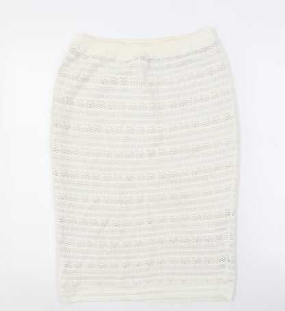 Fenn Wright Manson Ivory Knit Pencil Skirt, M, Women's