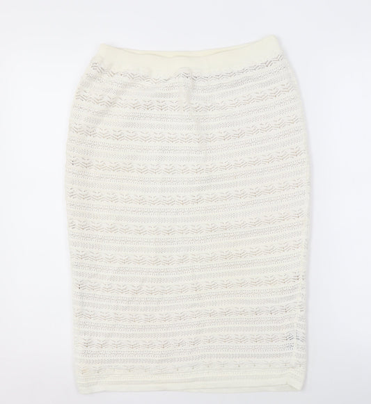 Fenn Wright Manson Ivory Knit Pencil Skirt, M, Women's
