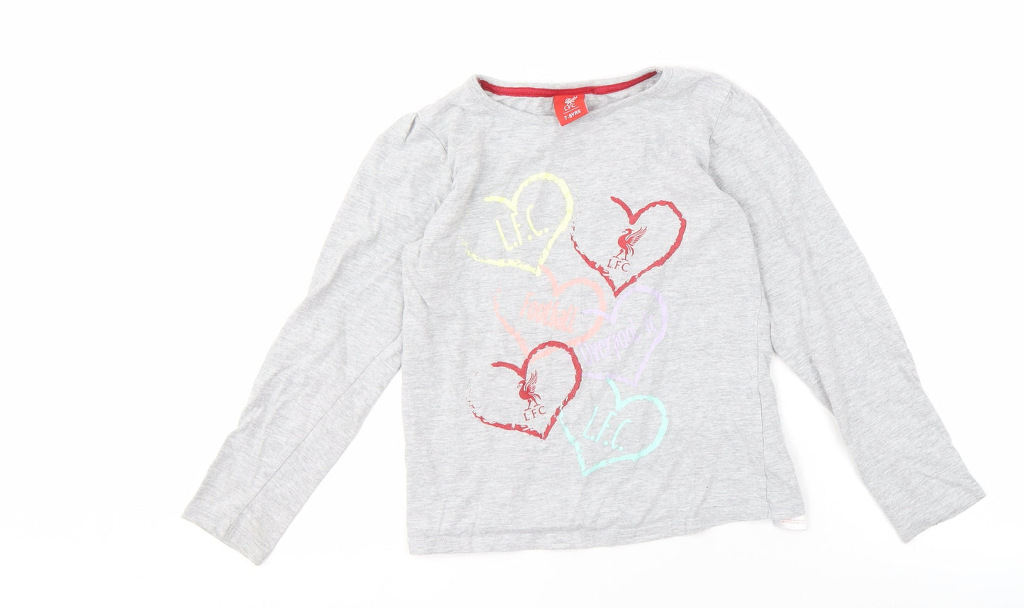 LFC Girls Grey Logo Long Sleeve T-Shirt 7-8 Years Pullover