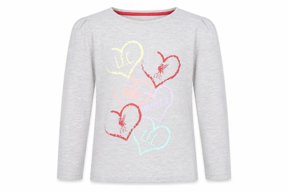 Front view of LFC girls’ grey logo long sleeve t-shirt 7-8 years pullover