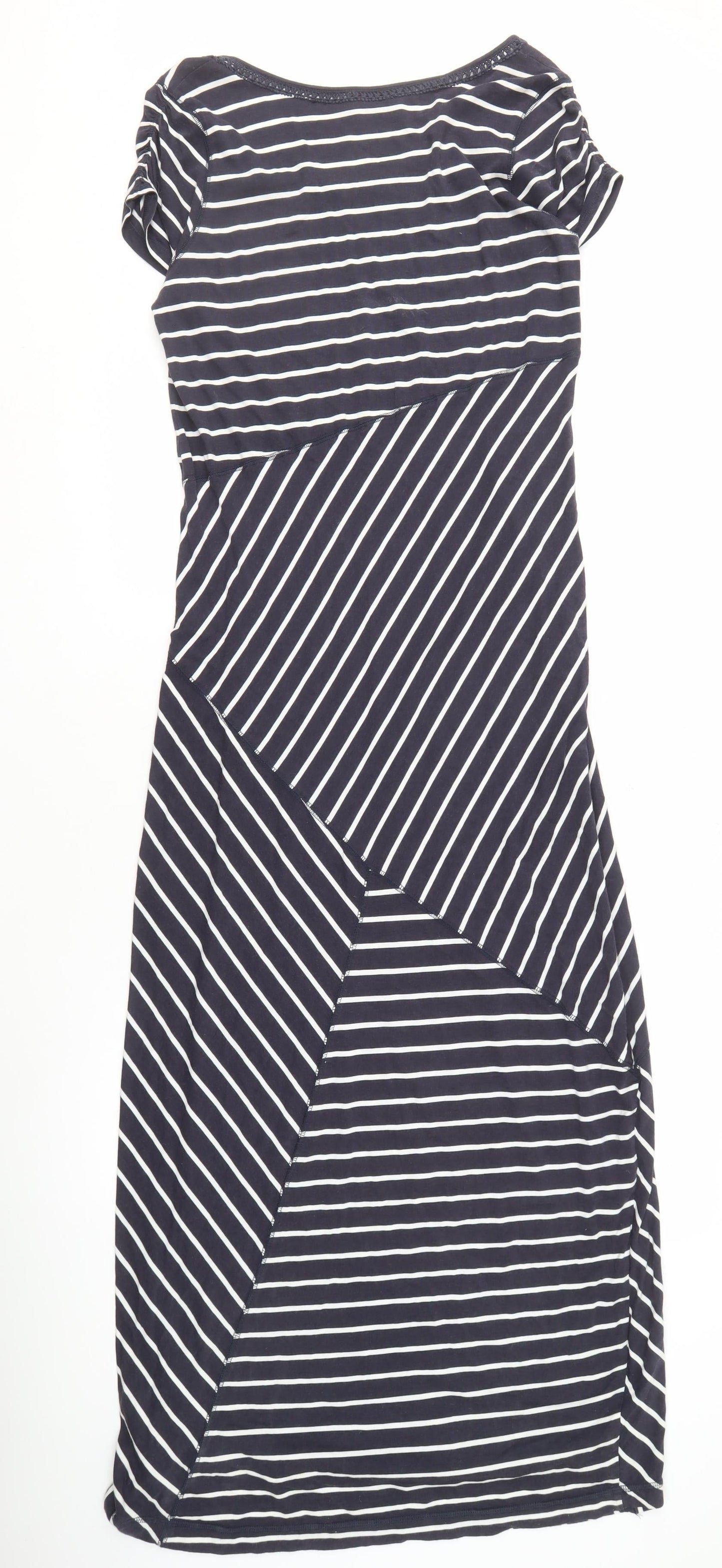 Wrap Women's Blue Striped Shift Dress, Size 14, Midi Length
