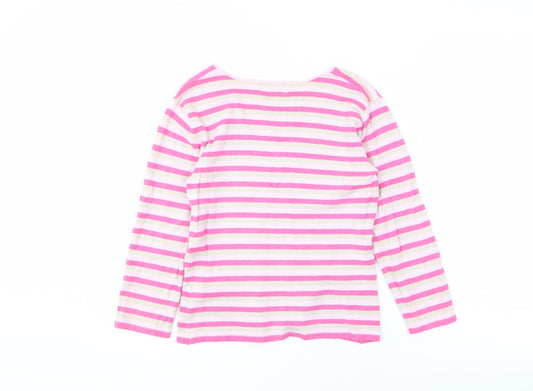 Jasper Conran Women's Pink Striped Long Sleeve V-Neck Tee