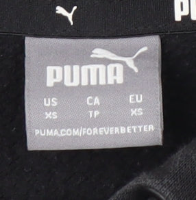 Puma Black Unisex Hoodie, XS, Logo, Cotton Blend