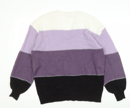 C&A Women's Multicoloured V-Neck Pullover Jumper M