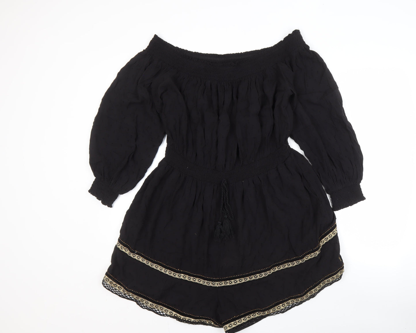 Superdry Women's Black Off-the-Shoulder Playsuit Size 16