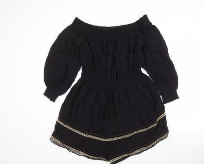 Superdry Women's Black Off-the-Shoulder Playsuit Size 16