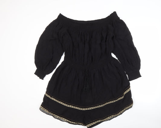 Superdry Women's Black Off-the-Shoulder Playsuit Size 16