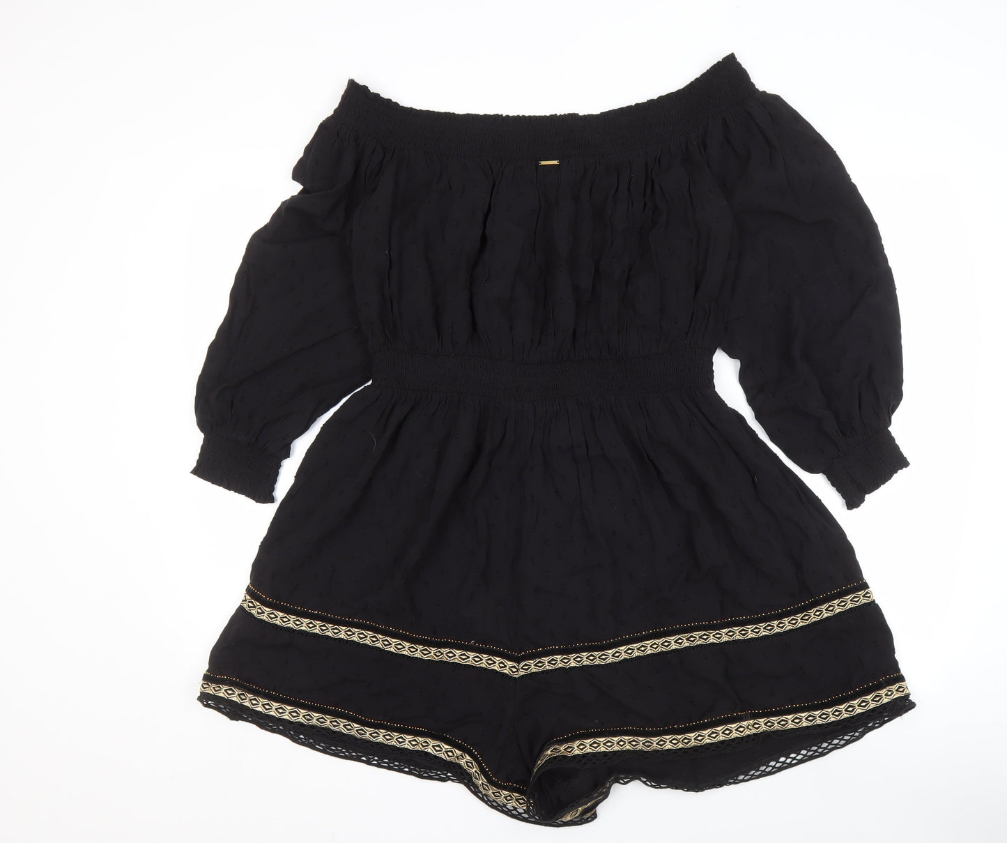 Superdry Women's Black Off-the-Shoulder Playsuit Size 16