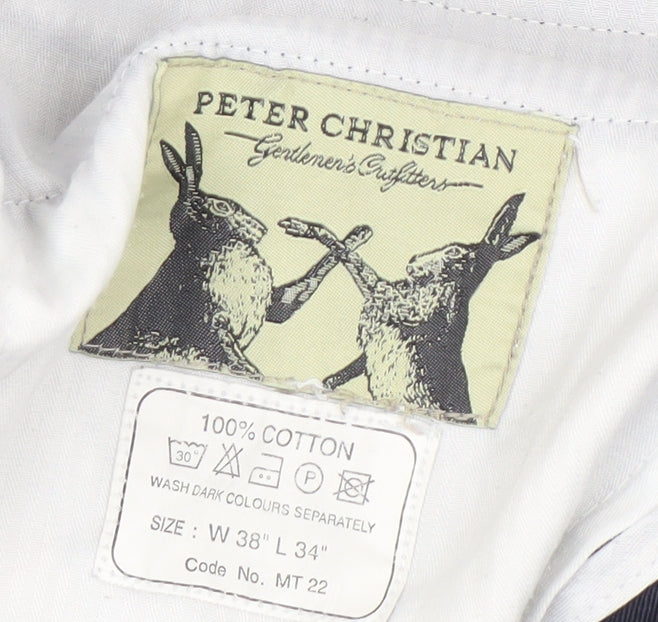 Peter Christian Men's Blue Chino Trousers Size 38