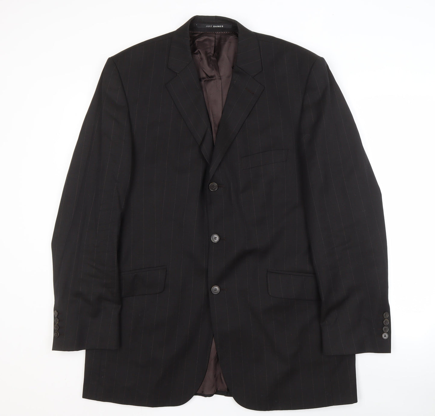 Jeff Banks Men's Black Striped Blazer, 42 Long