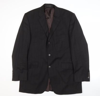 Jeff Banks Men's Black Striped Blazer, 42 Long