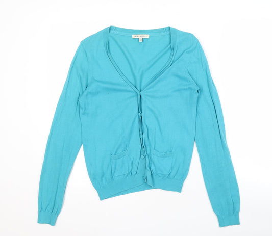 Laura Ashley Women's Blue Cardigan UK 12 V-Neck Casual