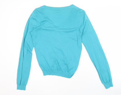 Laura Ashley Women's Blue Cardigan UK 12 V-Neck Casual