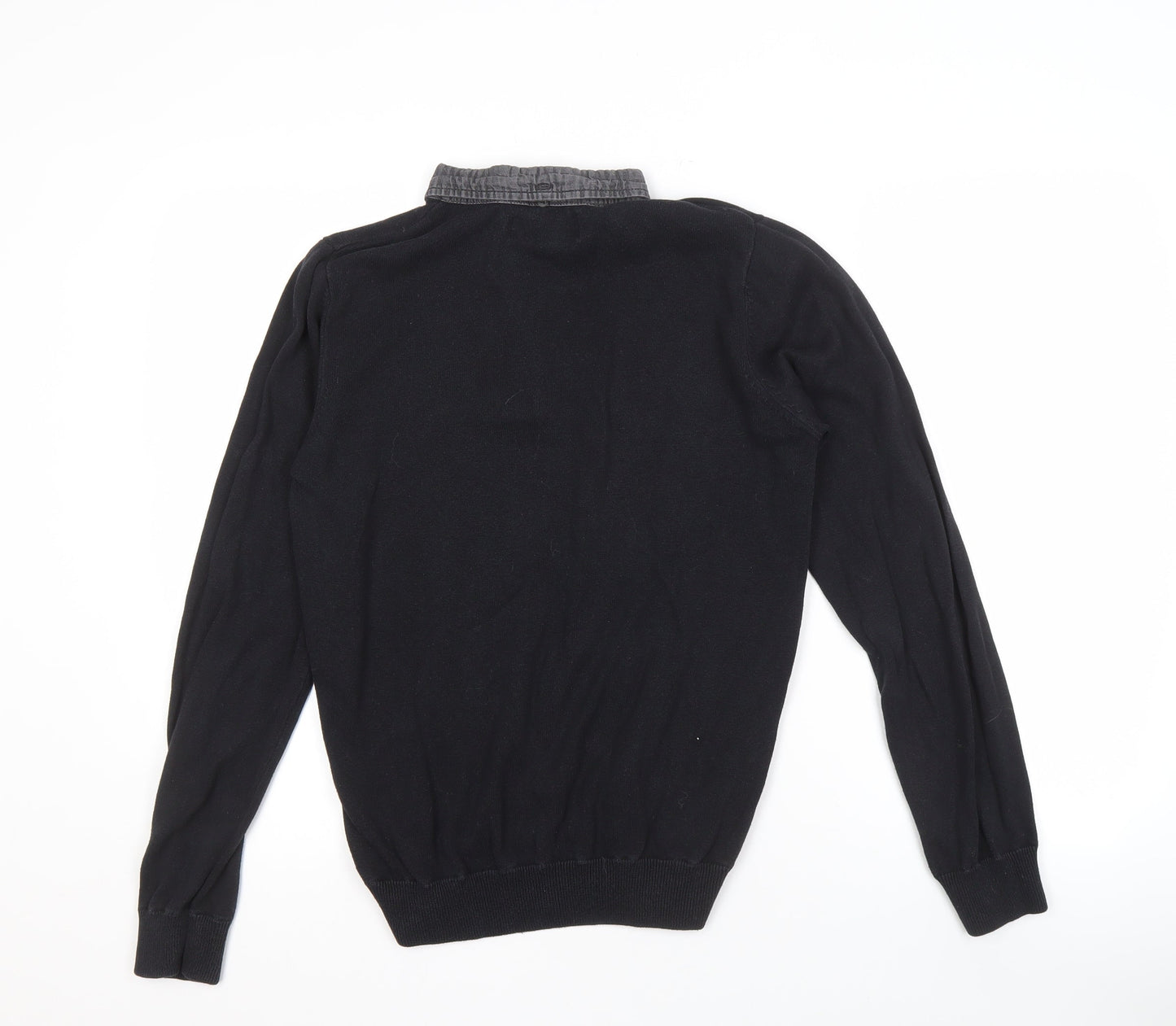 Kangol Men's Black Cotton Henley Jumper, Size S