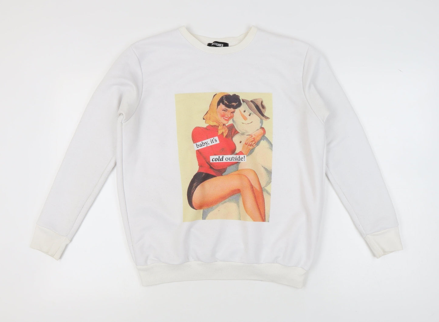 Missguided Women's White Pullover Vintage Graphic Sweatshirt