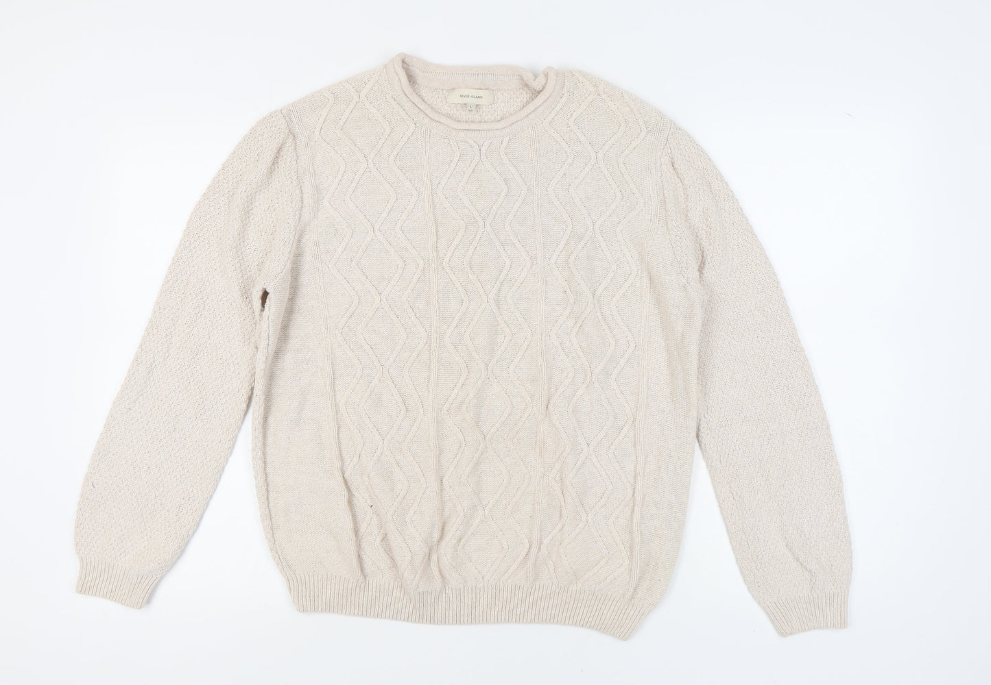 Womens UK Size L River Island Beige Pullover Jumper