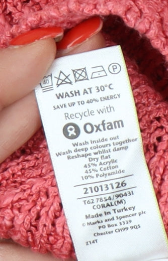 Womens UK Size M Marks and Spencer Pink Pullover Jumper