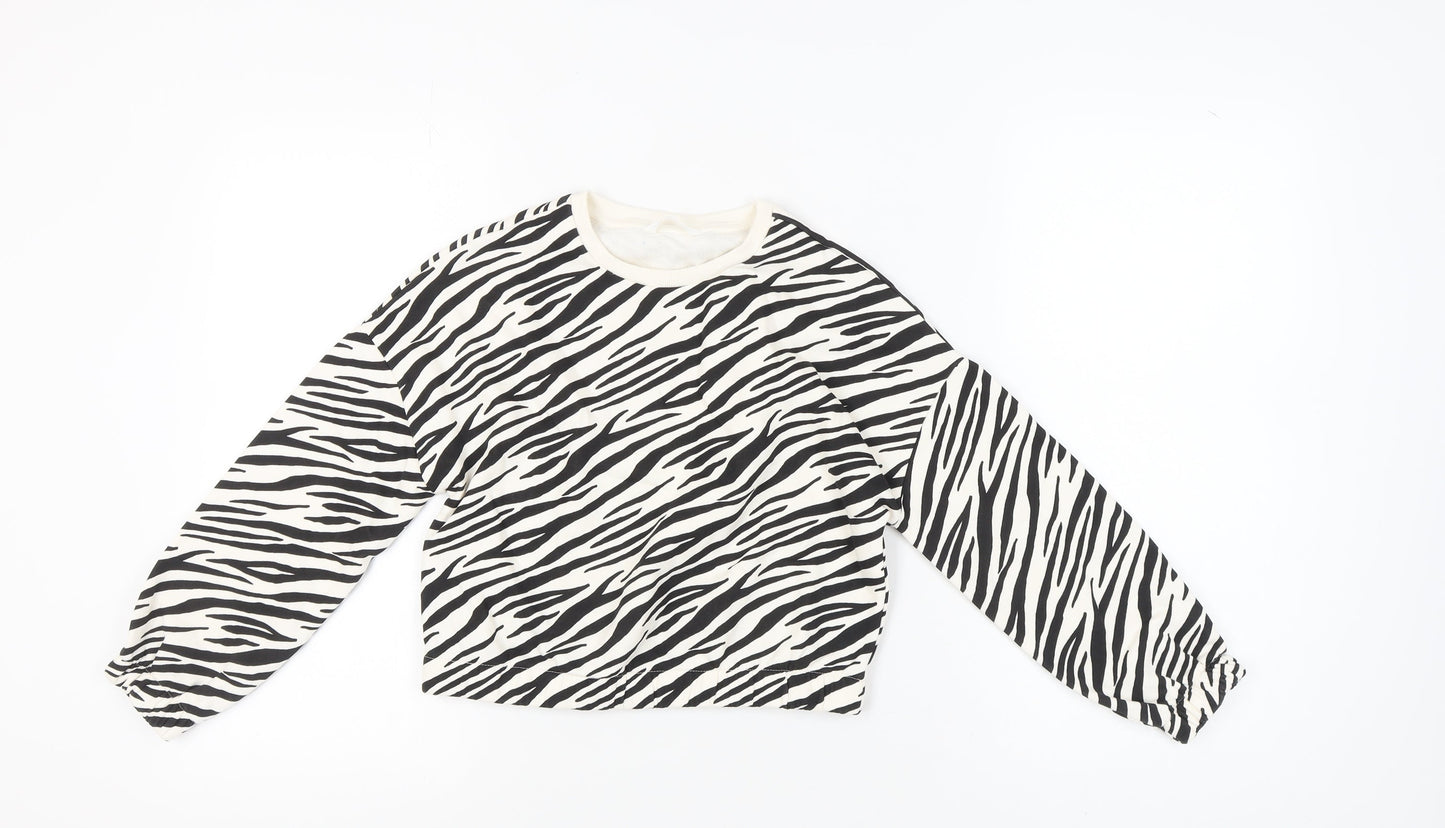 Marks and Spencer Girls' Black Zebra Print Pullover Sweatshirt