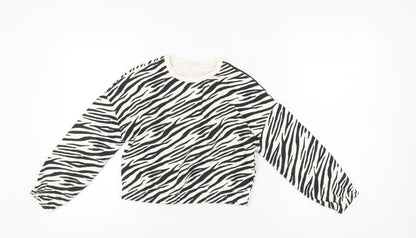 Marks and Spencer Girls' Black Zebra Print Pullover Sweatshirt