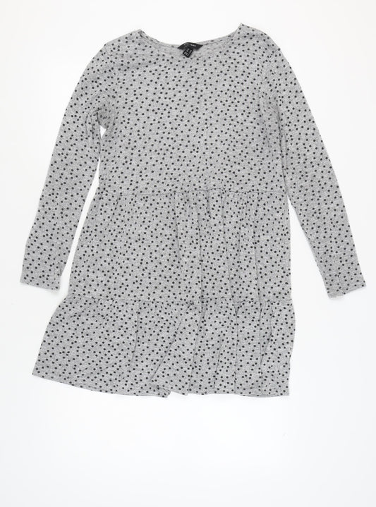 New Look Women's Grey Polka Dot Dress Size 14