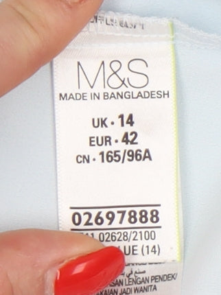 Womens UK Size 14 Marks and Spencer Blue Basic Blouse