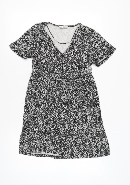 Pull & Bear Women’s Black Floral A-Line Dress, S