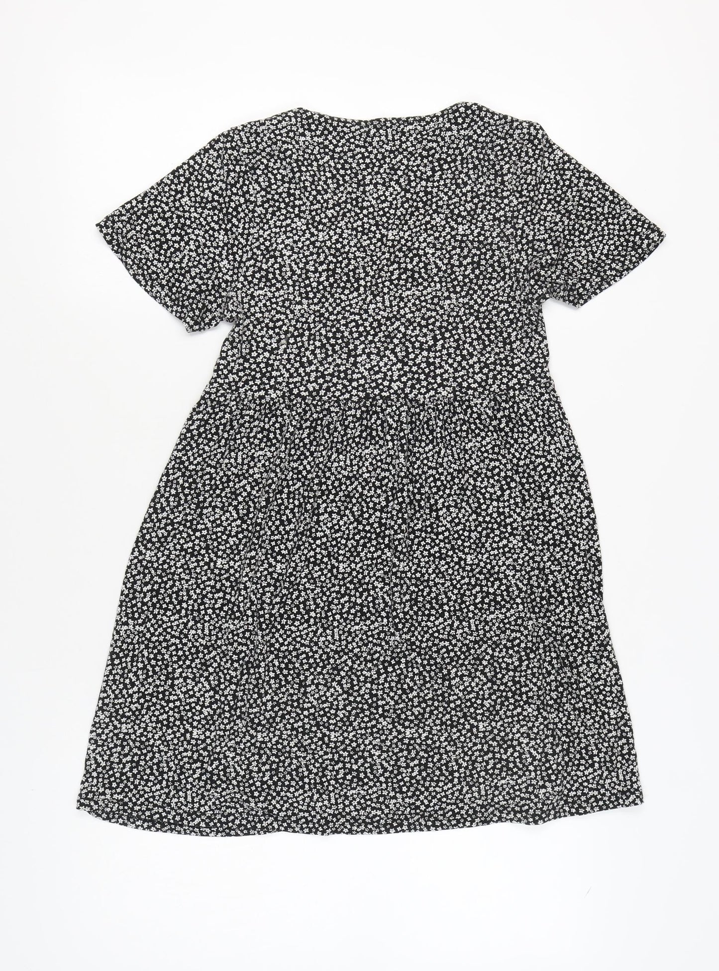 Pull & Bear Women’s Black Floral A-Line Dress, S